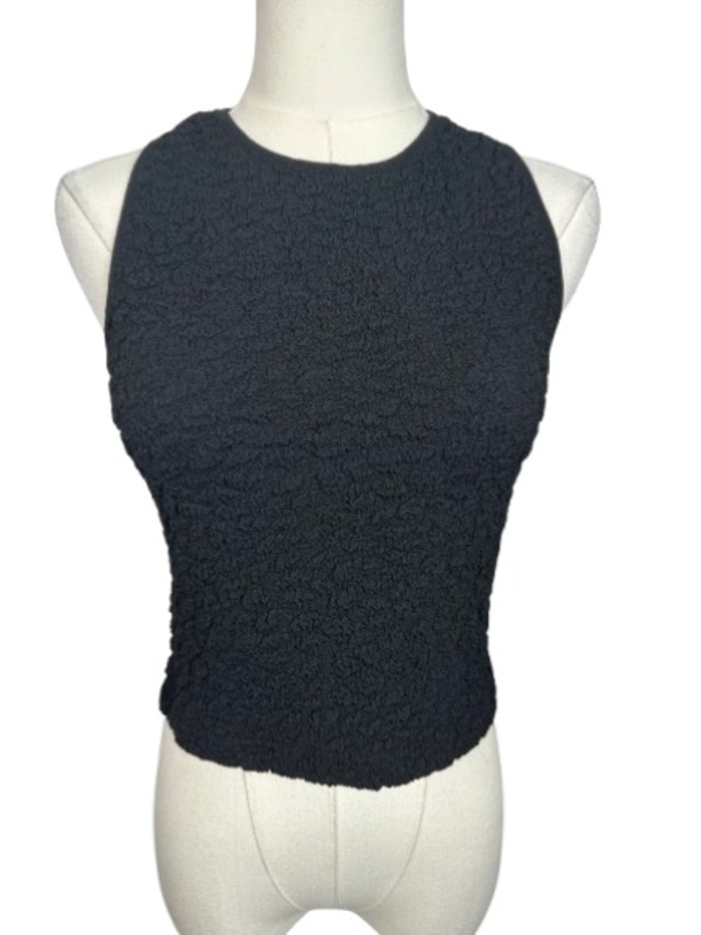 Anthropologie Black Textured Sleeveless Crewneck Tank